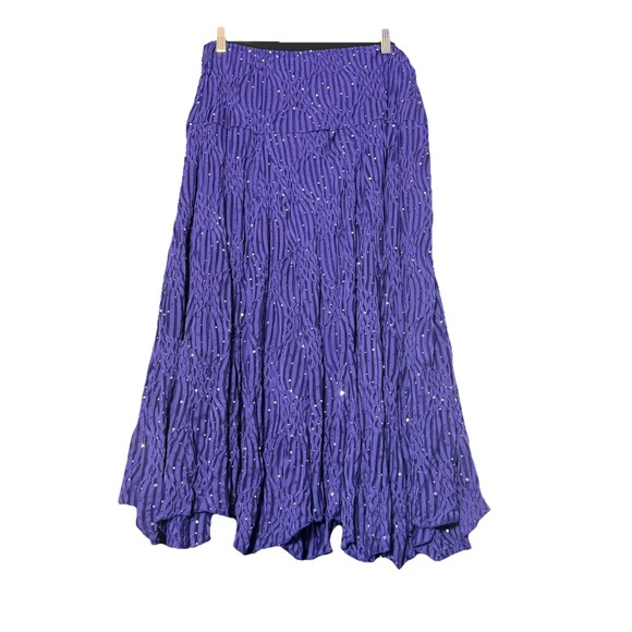 Witchy Purple Tiered Gypsy Style Sequin Elastic Waist Skirt Sequins Whimsigoth - Picture 1 of 9
